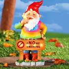 Solar Lighted Smoking Gnome Statue Figurine Yard Lawn Garden Ornament