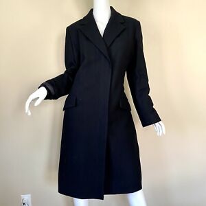 New MM LaFleur Wool Coat XL Black Oversized Zip Quilted Interior Pockets Belt