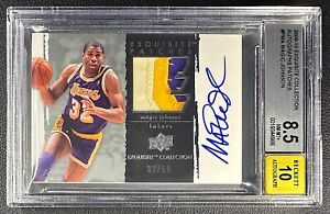 MAGIC JOHNSON BGS 8.5 2009-10 UD EXQUISITE PATCHES GAME USED PATCH AUTO 09/50