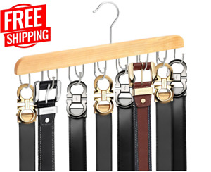 Belt Hanger (Wood, 14 Hooks) Closet Organizer for Ties,360°Rotating FREE SHIPP