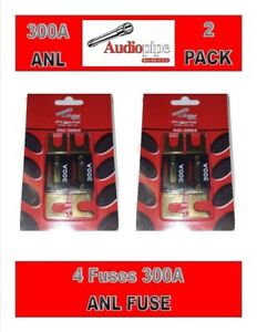 4 Pcs 300 Amp ANL Fuses Gold Plated Audiopipe Blister Pack Car Audio Stereo