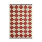 4x6 Ft Red Checked Rectangle Bedroom Indian Handmade Woolen Jute Kilim Area Rugs