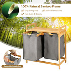 Eco-friendly Laundry Bamboo Hamper Lightweight with Dual Sorting Removable Bags