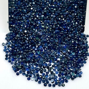 100 Pcs Natural Blue Sapphire 1.6mm Round Cut Calibrated Loose Gemstones Lot