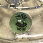 RARE Vintage Early Cats Eye Glass Comic Picture Marble ~ MOON Clear/Green .61