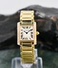 Cartier Tank Francaise 2385 Small 18k Gold Diamond Bezel Ladys Watch Box, Manual