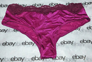NEW Victoria's Secret Very Sexy Cheeky Panty Satin Purple Magenta Lace XL VS