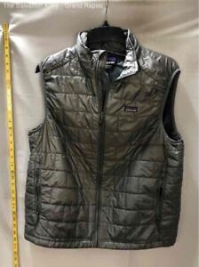Patagonia Mens Gray Sleeveless Zipped Pockets Outdoor Puffer Vest Size Large