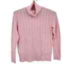 Magaschoni Womens 100% Cashmere Sweater Cable Knit Turtleneck Pink Medium