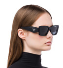 New Prada SPR08Y Square Women Sunglasses Black Frame Grey Lens