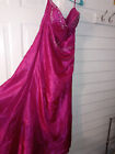 Jump Apparel Fushia Pink Sleeveless Satin Embellished Long Evening Gown Size 20