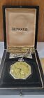 Howard 21 Jewel 14K White Gold Pocket Watch w/ Box  Paper's And Chain Keeps Time