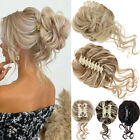 Blonde Real Natural Clip on in Messy Bun Hair Piece Extension Hair Claw Updo US
