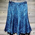 Nic + Zoe Skirt Women’s 6 100% Silk Knee-Length Flared Lined Blue Floral Pintuck