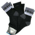Adidas, 3-Pack. Black High Quarter Cushioned Socks, Mens Size 6-12.