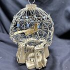 VINTAGE Tramp Art Hand Made Small Bird Cage With Imitation Bird. See Full Descr.