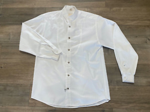 Wah Maker Frontier Clothing Mens S Western USA Made White Banded Collar Shirt