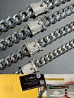Real Miami Cuban Link Chain Necklace Bracelet Stainless Steel MOISSANITE Clasp