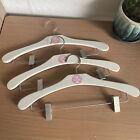 VINTAGE VS PINK WOOD STORE HANGERS With Clips For Clothes Pants Lot Of 3