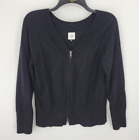 Cabi Cardigan Sweater Womens Medium Black V-Neck Zip Up Modern Staple Piece