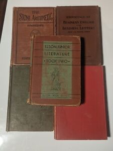 Lot of 5 Old 1904 - 1946 Hardcover School books in Various Conditions