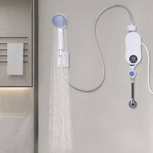 Instant Electric Bathroom Hot Water Heater With Shower Head White 110V 3500W