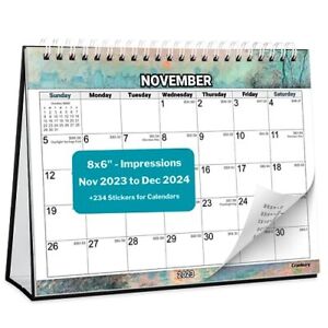 CRANBURY Small Desk Calendar 2024 - Impressions 8x6 Standing Desk Calendar Us
