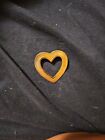 Vintage Heart Brooch Pin Gold Tone Metal Etched Line Design Valentine's Day
