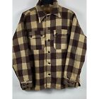 Vintage Brent Wool Checkered Button Up Shirt Jacket Brown/Light Brown 18 D919