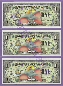 2005 D $1 DUMBO DISNEY DOLLARS (3) Consecutive D1390238-40 1ST ISSUE 2ND RELEASE