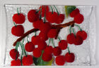 William McGrath Cherries Jubilee Fused Art Glass Tray Dish Plate Signed 8