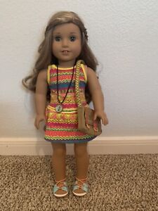American Girl Lea Clark In Meet Dress With Bag 2016 18in Doll. No Box.