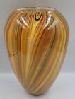 Teleflora Vase Hand Blown Art Glass Vase Orange Swirl Multicolored 9.25” Tall