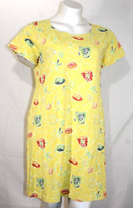 Fresh Produce Yellow  Sea Fish Print Cotton SS Knee Length Summer Dress Sz-XL