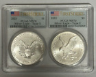 2021 $1 Type 1 and Type 2 Silver Eagle Set PCGS MS70 First Strike Flag Label