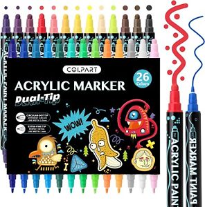 60 Colors Dual Tip Acrylic Paint Pens Markers Premium Acrylic Paint Pens