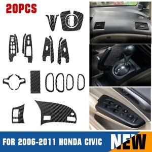 For Honda-Civic 2006-2011 3D Carbon Fiber Pattern-Car Interior Decals Trim-Parts