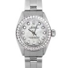 Rolex Ladies Oyster Perpetual Mother Of Pearl Diamond Dial Diamond Bezel Watch