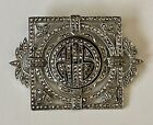 Vintage Sterling Silver Art Deco Marcasite Initial Brooch Pin