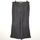Cabi Women  Wide Flare Leg 100% Linen Pants Size 10 Gray Lagenlook Comfort