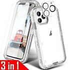 For iPhone 15 14 13 12 11 Pro Max Shockproof Clear Case + Screen Protector