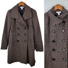 Dressbarn Size Small Tweed Wool Jacket Coat Peacoat winter Brown black long