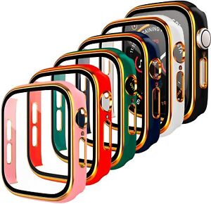 For Apple Watch Series 8 7 SE 6 5 4 3 Tempered Glass Screen Protector Case Cover