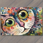 Postcard Googly-Eyed Cat Kitten Whimsy Watercolor Fun