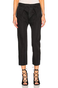 NWT Nili Lotan $345 Cropped Pleated 5 Pocket Pants in Black; 2