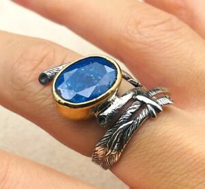 Blue Galaxy  Sandstone Womens Silver Ring, Ladies Jewelry, 925K Sterling Silver
