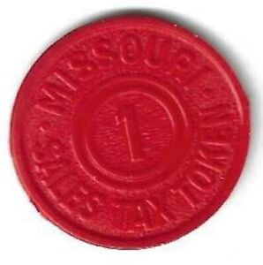Missouri Sales Tax Token, 1 Mill (1/10¢), RED Plastic Fractional Coin