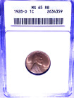 1928-D Lincoln Cent  ANACS MS 65 RB