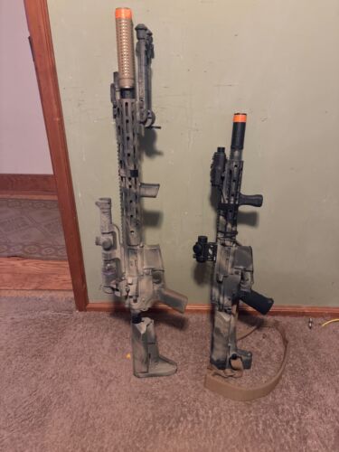 Lot of 2 kitted airsoft guns, krytac & Umbrella Armory x EMG