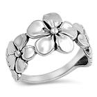 Sterling Silver Womans Plumeria Fashion Ring Beautiful 925 Band 12mm Sizes 3-14